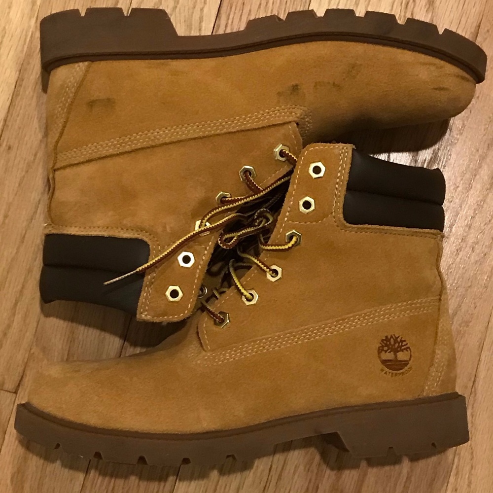 Timberland Premium Beige Lace Up Boots Women SZ 8